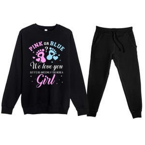 Gender reveal pink or blue love you but awesome if were Premium Crewneck Sweatsuit Set