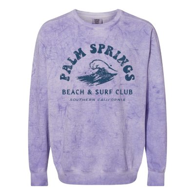 Groovy Retro Palm Springs Beach Surf Club Summer Vacations Colorblast Crewneck Sweatshirt