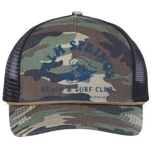 Groovy Retro Palm Springs Beach Surf Club Summer Vacations Retro Rope Trucker Hat Cap