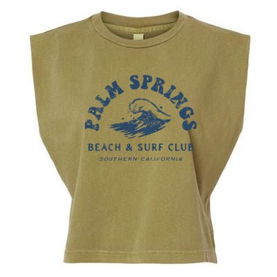 Groovy Retro Palm Springs Beach Surf Club Summer Vacations Garment-Dyed Women's Muscle Tee