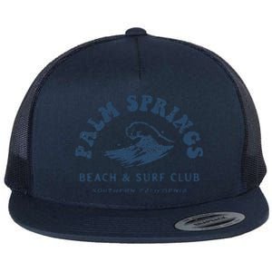 Groovy Retro Palm Springs Beach Surf Club Summer Vacations Flat Bill Trucker Hat