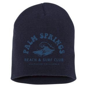 Groovy Retro Palm Springs Beach Surf Club Summer Vacations Short Acrylic Beanie