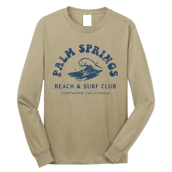 Groovy Retro Palm Springs Beach Surf Club Summer Vacations Long Sleeve Shirt