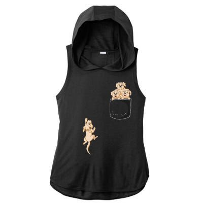 Golden Retriver Pocket Ladies PosiCharge Tri-Blend Wicking Draft Hoodie Tank