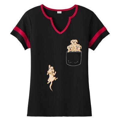 Golden Retriver Pocket Ladies Halftime Notch Neck Tee