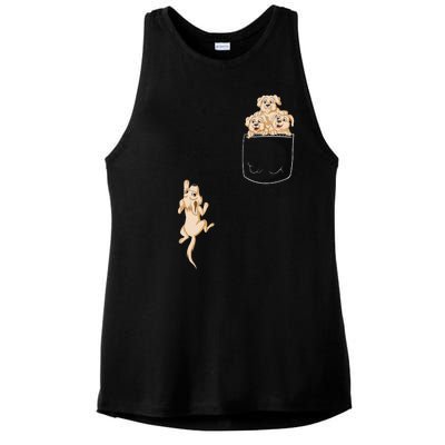 Golden Retriver Pocket Ladies PosiCharge Tri-Blend Wicking Tank