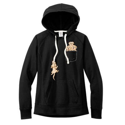 Golden Retriver Pocket Women's Fleece Hoodie