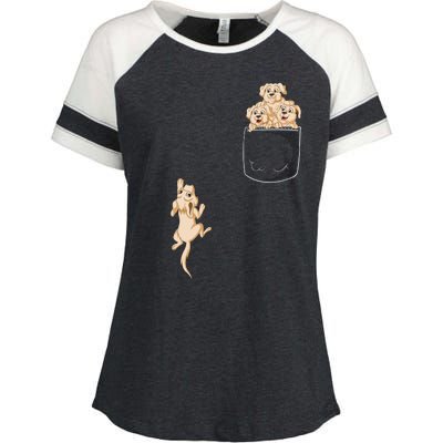 Golden Retriver Pocket Enza Ladies Jersey Colorblock Tee