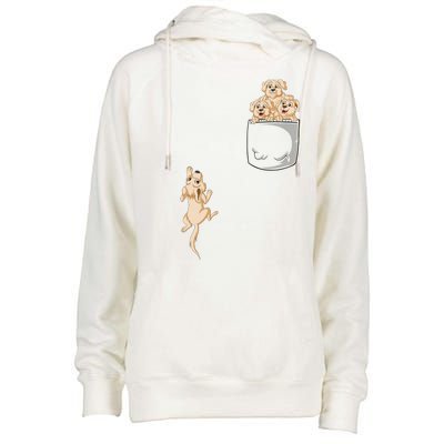 Golden Retriver Pocket Womens Funnel Neck Pullover Hood