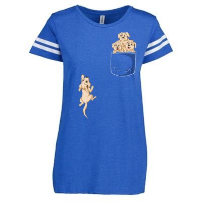 Golden Retriver Pocket Enza Ladies Jersey Football T-Shirt