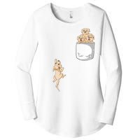 Golden Retriver Pocket Women's Perfect Tri Tunic Long Sleeve Shirt