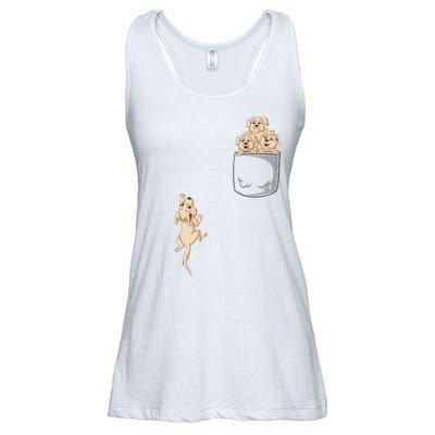 Golden Retriver Pocket Ladies Essential Flowy Tank