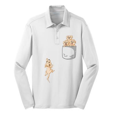 Golden Retriver Pocket Silk Touch Performance Long Sleeve Polo