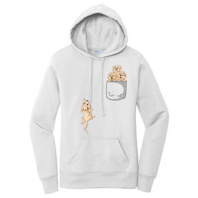 Golden Retriver Pocket Women's Pullover Hoodie