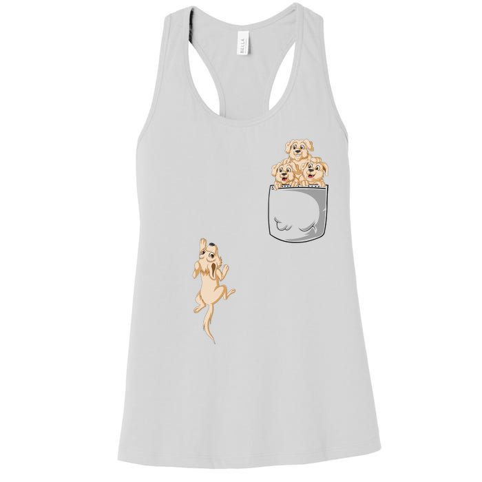 Golden Retriver Pocket Women's Racerback Tank