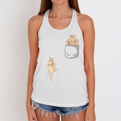 Golden Retriver Pocket Women's Knotted Racerback Tank