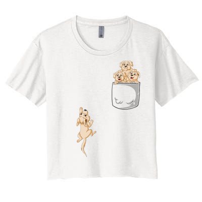 Golden Retriver Pocket Women's Crop Top Tee