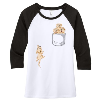 Golden Retriver Pocket Women's Tri-Blend 3/4-Sleeve Raglan Shirt