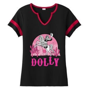 Girl Retro Personalized Dolly Cowgirl First Name Ladies Halftime Notch Neck Tee