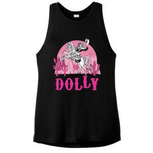 Girl Retro Personalized Dolly Cowgirl First Name Ladies PosiCharge Tri-Blend Wicking Tank