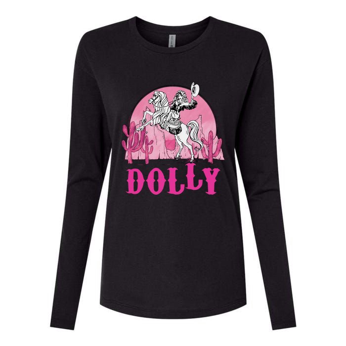 Girl Retro Personalized Dolly Cowgirl First Name Womens Cotton Relaxed Long Sleeve T-Shirt