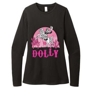 Girl Retro Personalized Dolly Cowgirl First Name Womens CVC Long Sleeve Shirt