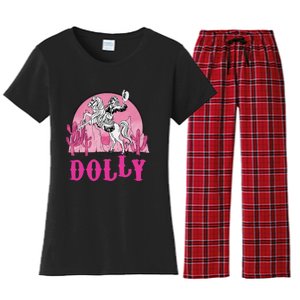 Girl Retro Personalized Dolly Cowgirl First Name Women's Flannel Pajama Set