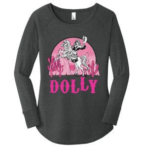 Girl Retro Personalized Dolly Cowgirl First Name Women's Perfect Tri Tunic Long Sleeve Shirt