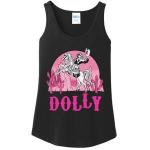 Girl Retro Personalized Dolly Cowgirl First Name Ladies Essential Tank