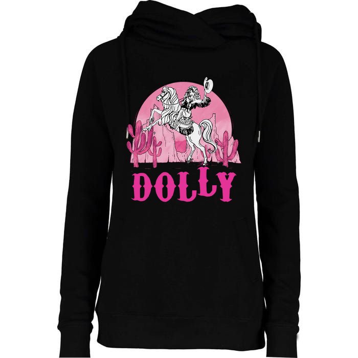 Girl Retro Personalized Dolly Cowgirl First Name Womens Funnel Neck Pullover Hood