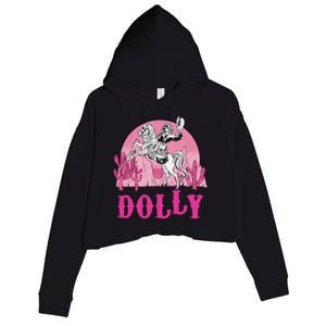 Girl Retro Personalized Dolly Cowgirl First Name Crop Fleece Hoodie