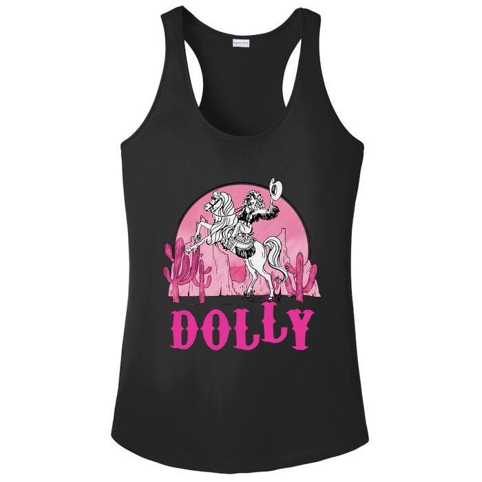 Girl Retro Personalized Dolly Cowgirl First Name Ladies PosiCharge Competitor Racerback Tank