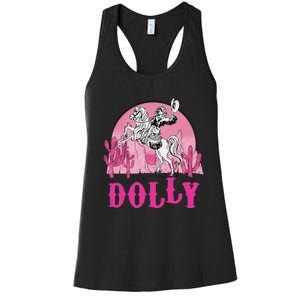 Girl Retro Personalized Dolly Cowgirl First Name Women's Racerback Tank