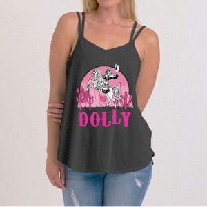 Girl Retro Personalized Dolly Cowgirl First Name Women's Strappy Tank