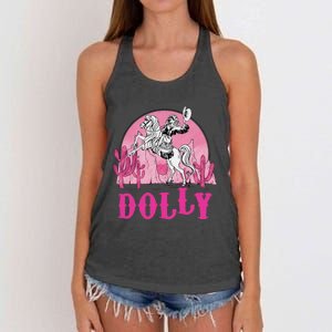 Girl Retro Personalized Dolly Cowgirl First Name Women's Knotted Racerback Tank