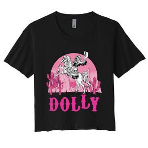 Girl Retro Personalized Dolly Cowgirl First Name Women's Crop Top Tee