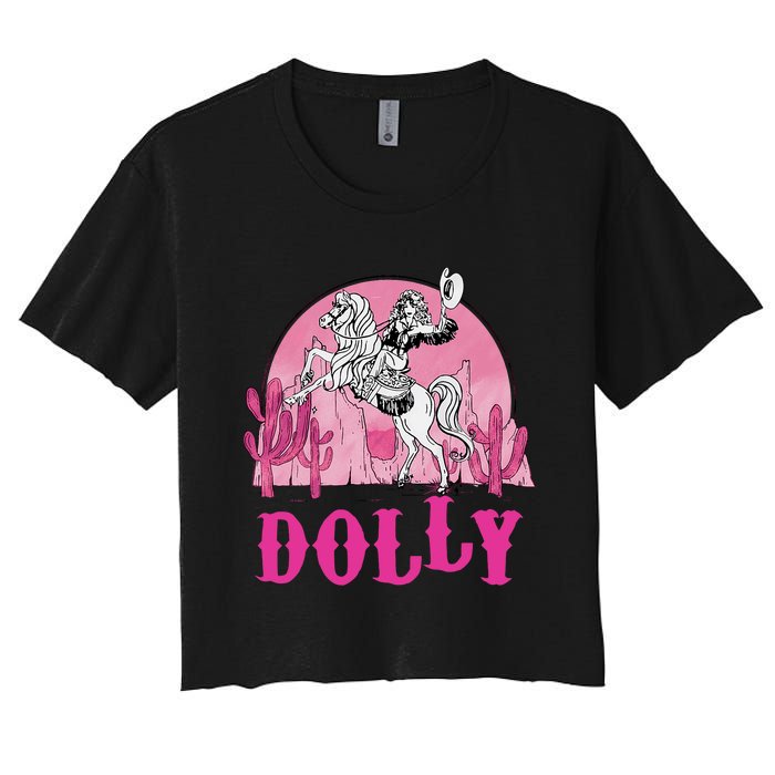 Girl Retro Personalized Dolly Cowgirl First Name Women's Crop Top Tee