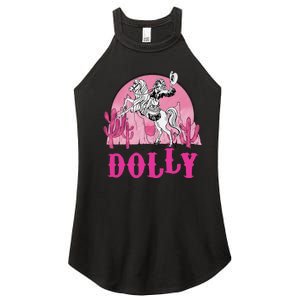 Girl Retro Personalized Dolly Cowgirl First Name Women's Perfect Tri Rocker Tank