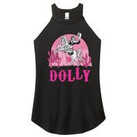 Girl Retro Personalized Dolly Cowgirl First Name Women's Perfect Tri Rocker Tank