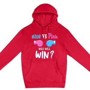 Gender Reveal Party Gifts, Blue Vs Pink Who Will Win? Premium Pullover Hoodie