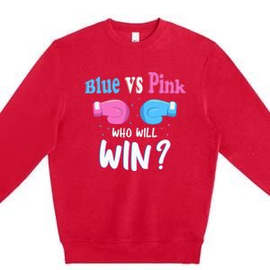 Gender Reveal Party Gifts, Blue Vs Pink Who Will Win? Premium Crewneck Sweatshirt