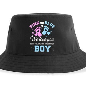 Gender Reveal Pink Or Blue Love You But Awesome If Were Boy Sustainable Bucket Hat