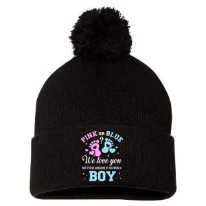 Gender Reveal Pink Or Blue Love You But Awesome If Were Boy Pom Pom 12in Knit Beanie