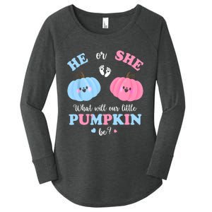 Gender Reveal Party Cute Pumpkin Baby Shower Mom And Dad Women's Perfect Tri Tunic Long Sleeve Shirt