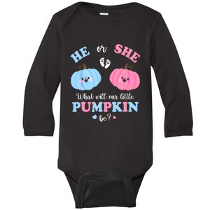 Gender Reveal Party Cute Pumpkin Baby Shower Mom And Dad Baby Long Sleeve Bodysuit