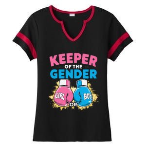 Gender Reveal Party Boxing Gloves Keeper Of Gender Ladies Halftime Notch Neck Tee