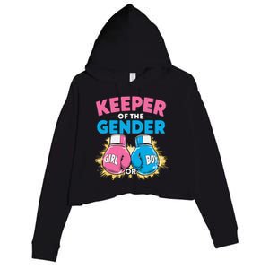 Gender Reveal Party Boxing Gloves Keeper Of Gender Crop Fleece Hoodie