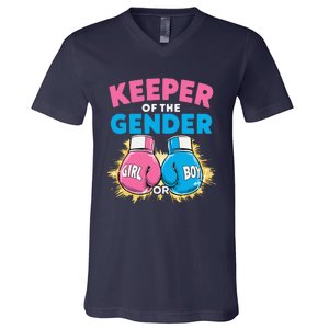 Gender Reveal Party Boxing Gloves Keeper Of Gender V-Neck T-Shirt