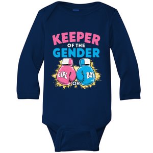 Gender Reveal Party Boxing Gloves Keeper Of Gender Baby Long Sleeve Bodysuit