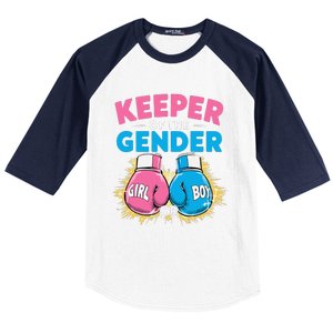 Gender Reveal Party Boxing Gloves Keeper Of Gender Baseball Sleeve Shirt